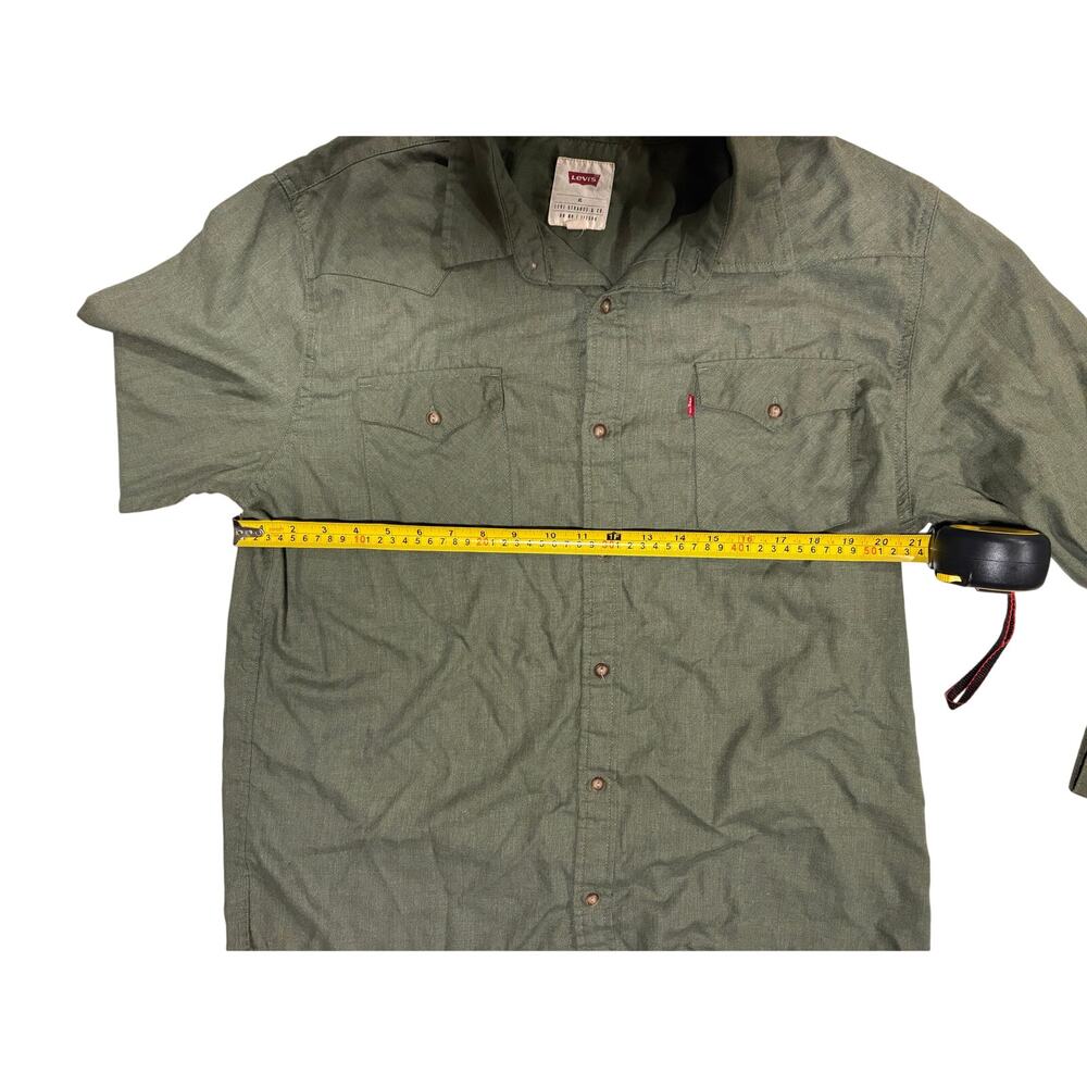 Levi's Men's Green Button-Up Shirt army green size XL Vintage - Picture 3 of 5